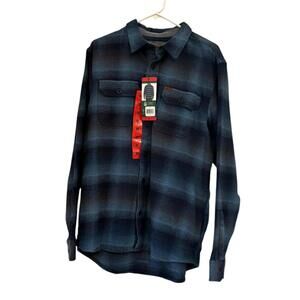 Orvis Mens Flannel Shirt Blue Plaid Button Front Cotton NWT Medium